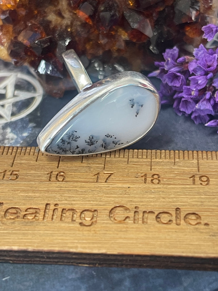 Dendritic Agate Silver Ring Size 10 #2 - Earth Healer - Protection