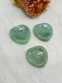 Green Aventurine heart worry stone 4x4cm with thumb indent – one piece – green crystal for luck, growth and emotional renewal – Inspired By 3 Crystals Australia.