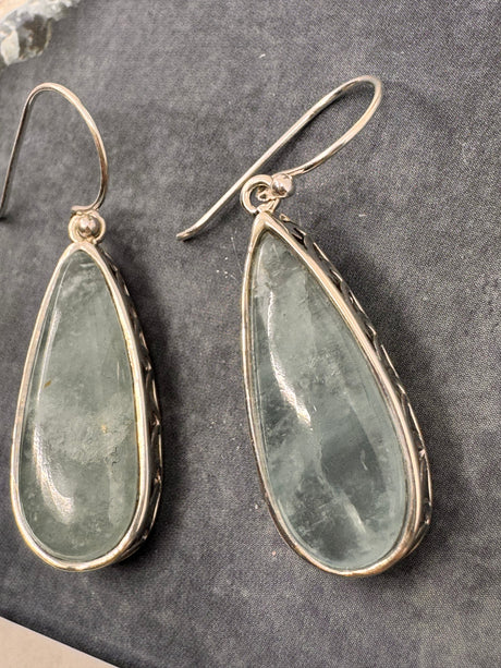 Aquamarine Silver Drop Earrings  - “I clearly and calmly express my most authentic truth”.