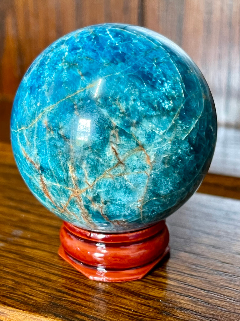 Blue Apatite Sphere #10 218g -  "I work relentlessly each day to achieve my goals."