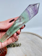 Rainbow Fluorite wand 133g 14.5x2.9cm – banded green and violet crystal for clarity, calm and energy alignment – Inspired By 3 Crystals Australia.