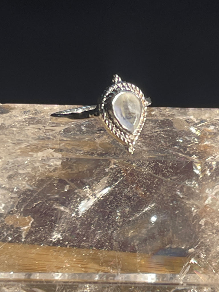 Rainbow Moonstone Silver Ring- Size 5 - “My mind is open to new possibilities and opportunities”.