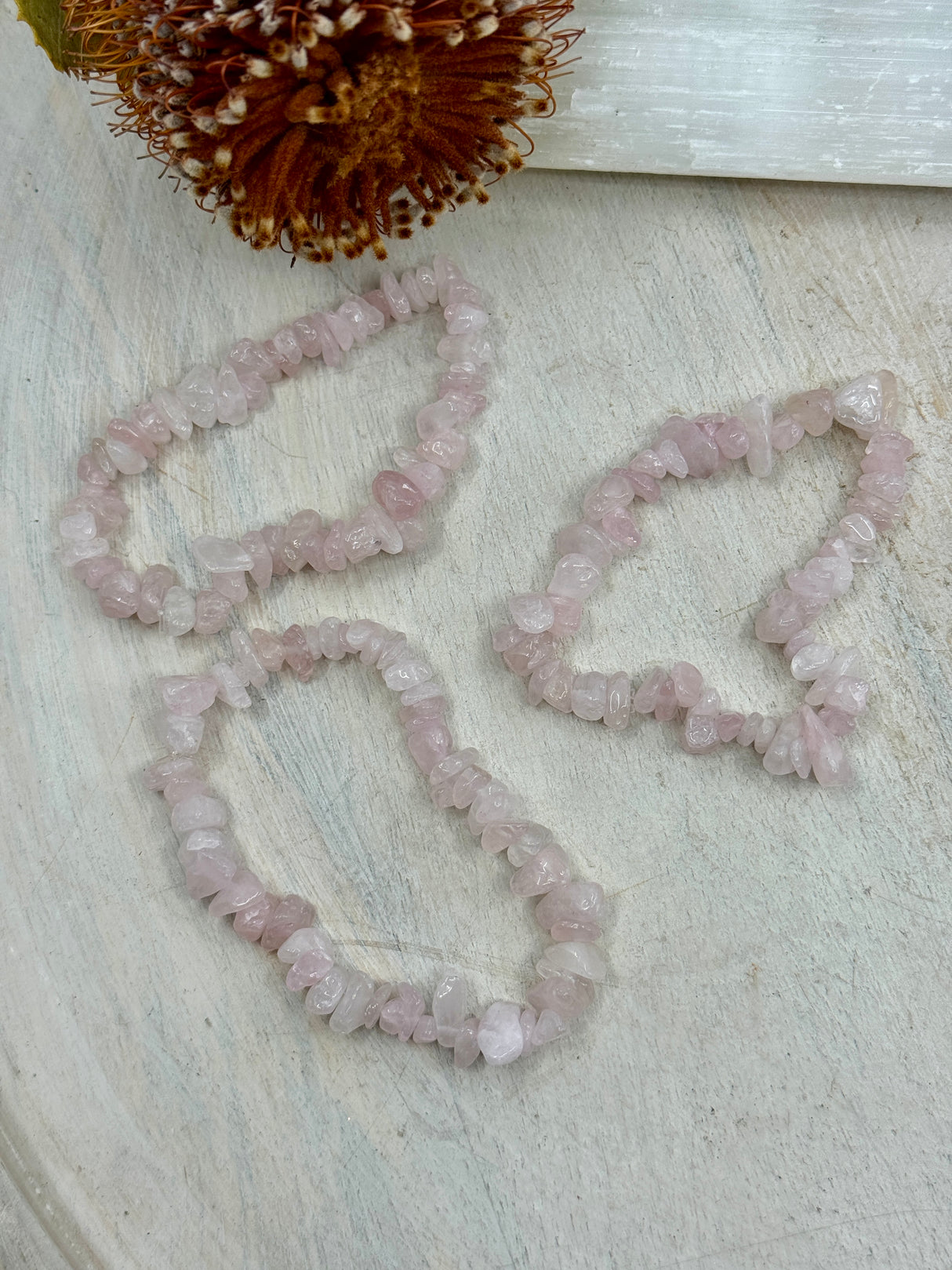 Rose Quartz Chip Bracelet - “I radiate love, beauty, confidence and grace”