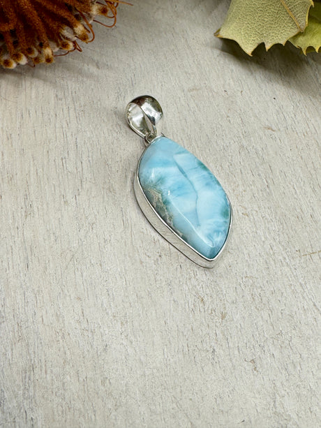 Larimar Pendant #5 – 702g (4.1x1.8cm) – .925 Silver – Stone of Serenity, Intuition & Ocean Healing