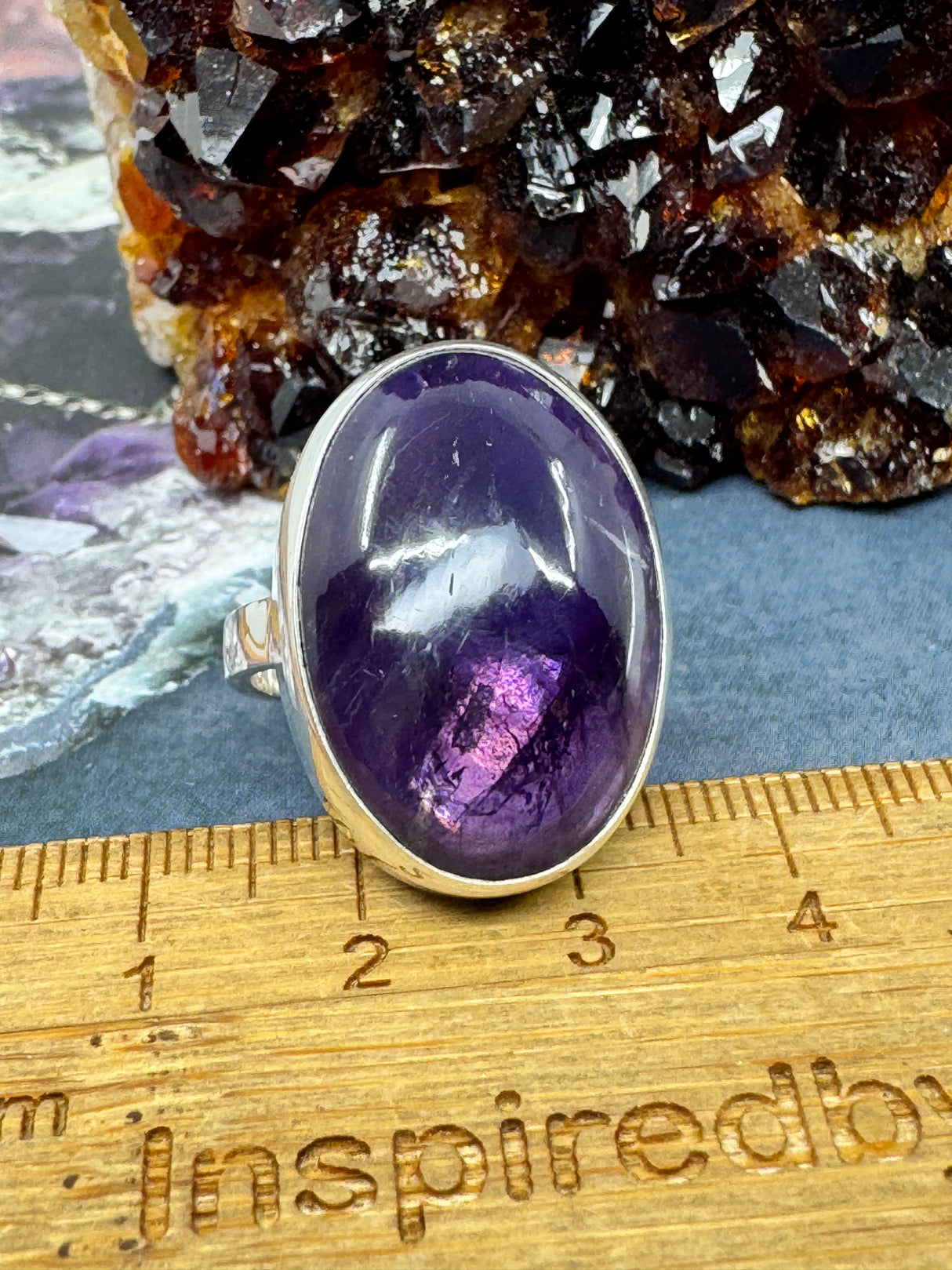Amethyst Silver Ring Size 9 - "I am passionate and enthusiastic in all areas of my life."