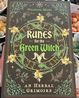Runes for the Green Witch An Herbal Grimoire by Nicolette Miele paperback witchcraft book exploring 24 Elder Futhark runes, herbal magic, plant correspondences, rune divination, spellwork, protection rituals and green witch spirituality.