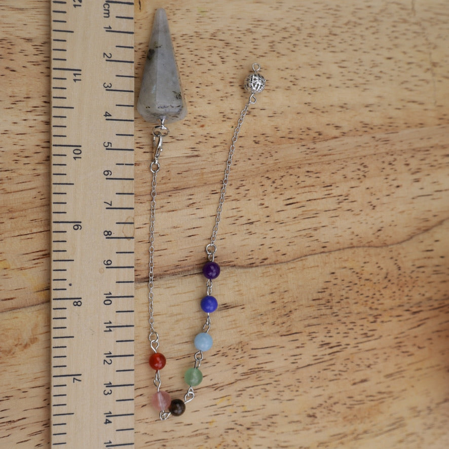 Labradorite Pendulum with Chakra Chain – Intuition & Psychic Protection