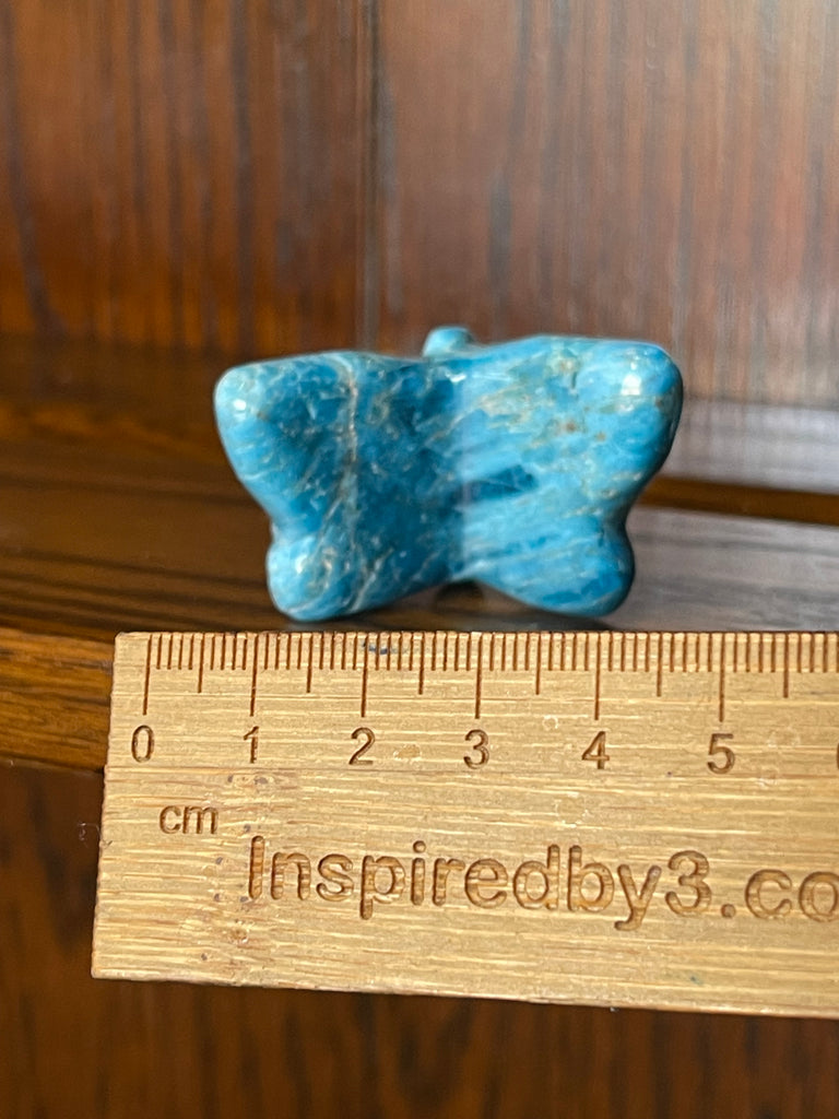 Blue Apatite Butterfly Carving  - Psychic Activation, Access to Knowledge.