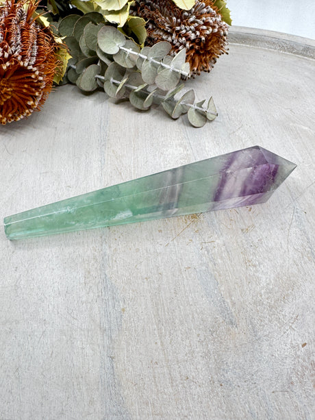 Rainbow Fluorite Wand #5 – 155g (15.5x2.8cm) – Stone of Peace, Grounding & Intuitive Flow