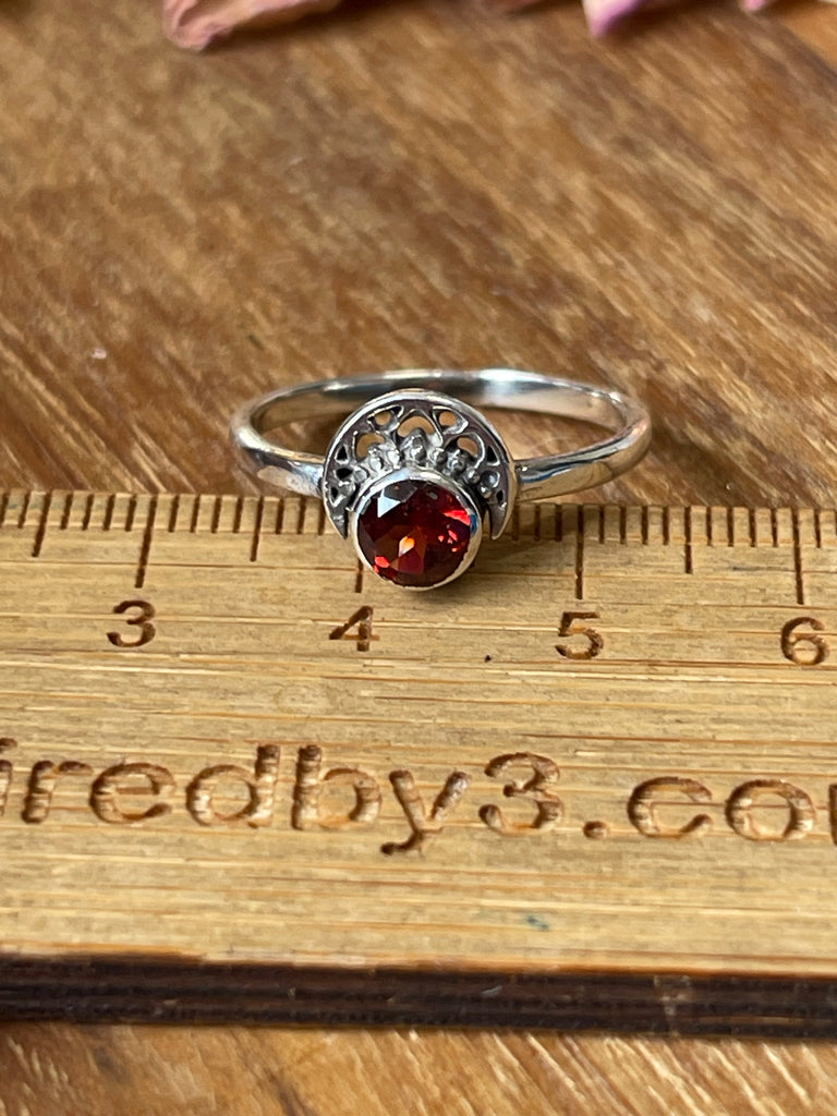 Garnet Silver Ring Size 7.5 - "I am passionate and enthusiastic in all areas of my life."
