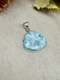 Larimar pendant #6 10.33g 4x3cm set in .925 silver – blue crystal necklace with chain, gift box and card – Inspired By 3 Crystals Australia.