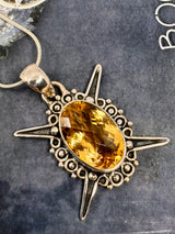 Citrine XL Silver Pendant & Silver Chain - Manifestation. Balance.