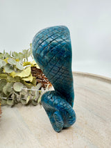 Blue Apatite Snake Carving 15cm – Stone of Wisdom, Transformation & Intuition