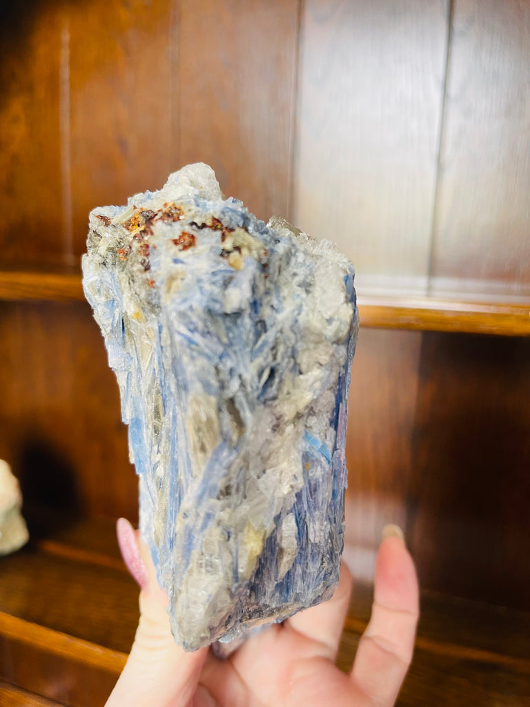 Blue Kyanite with Garnets 700g - "I am open to receiving Divine guidance from my spirit guides."