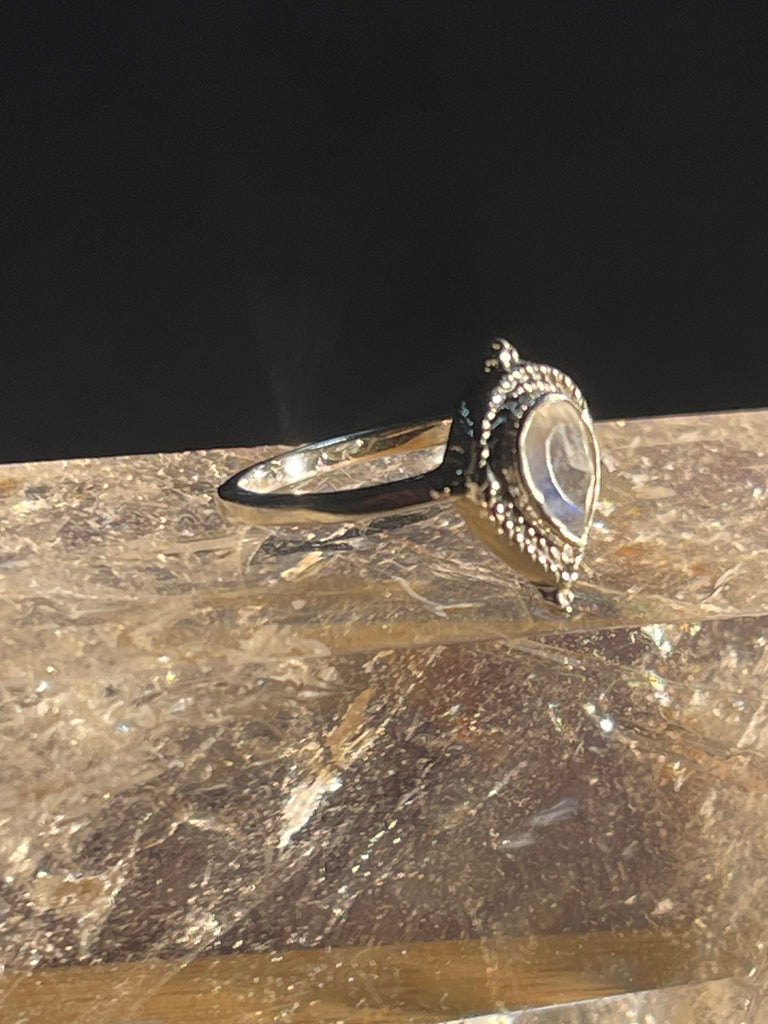 Rainbow Moonstone Silver Ring- Size 5 - “My mind is open to new possibilities and opportunities”.