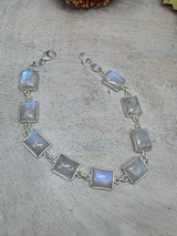Rainbow Moonstone Sterling Silver Bracelet | Intuition, Protection & Feminine Wisdom