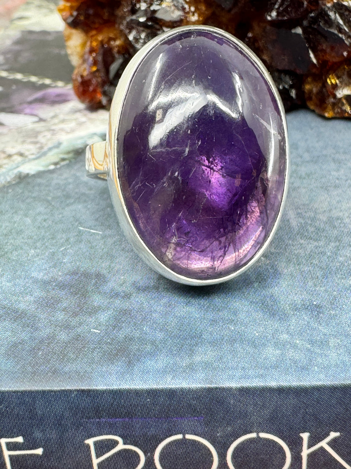 Amethyst Silver Ring Size 9 - "I am passionate and enthusiastic in all areas of my life."