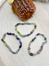 Rainbow Fluorite stretch bracelet with nugget beads – 5.2–5.6cm inner diameter – purple and green crystals for focus, balance and clarity – Inspired By 3 Crystals Australia.