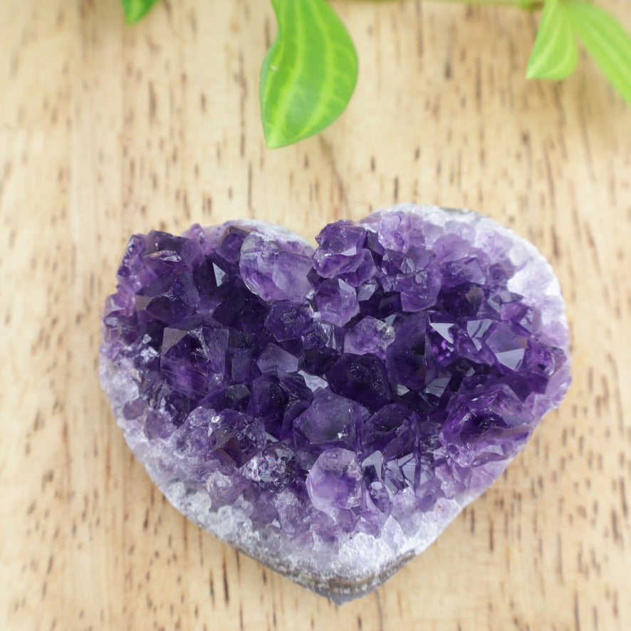 Natural amethyst cluster heart 6.5cm 100g purple druzy healing crystal for protection and meditation