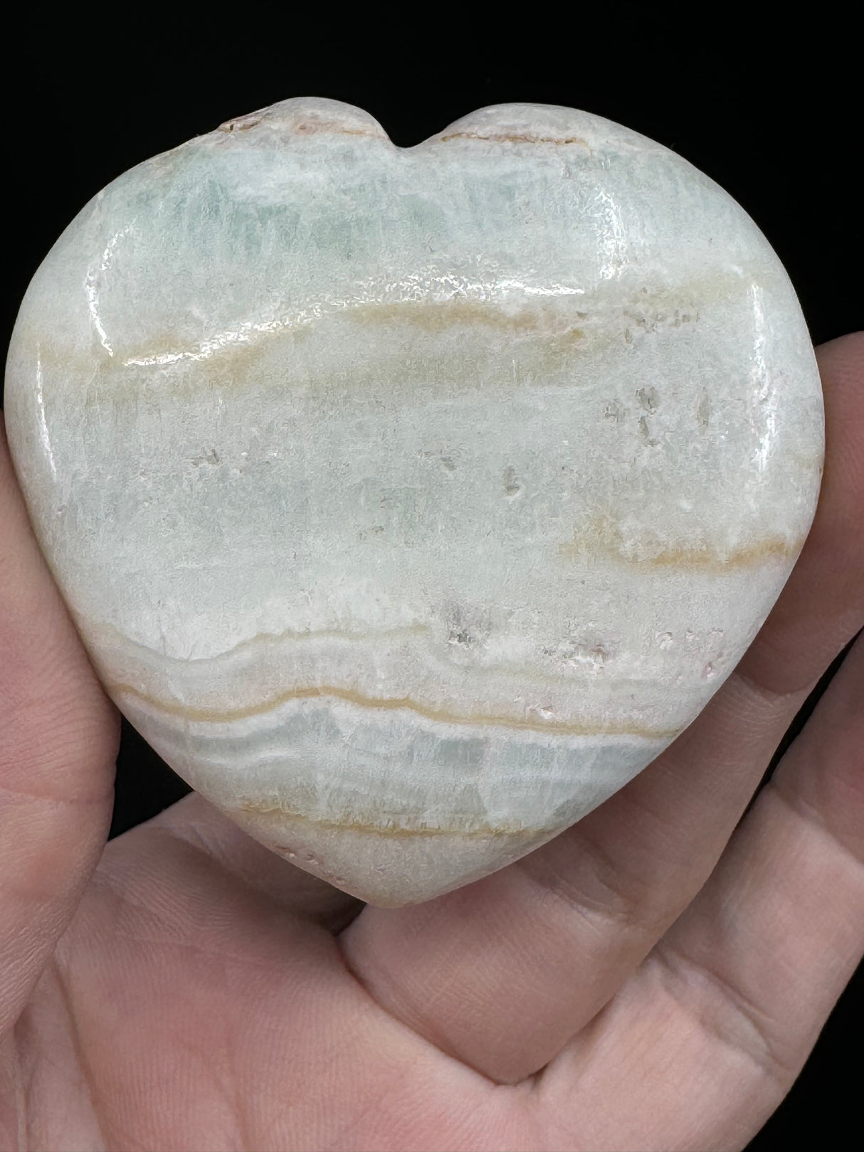 Caribbean Calcite Heart 96g - "I am calm and at peace with myself and others."