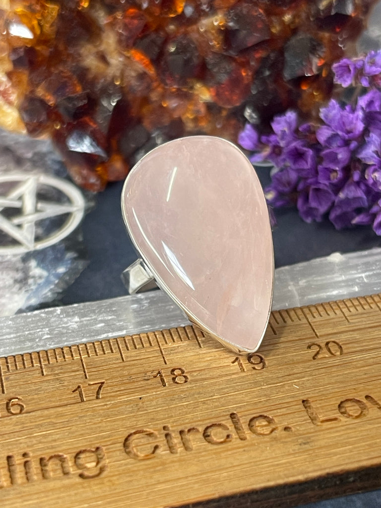 Rose Quartz Silver Ring Size 10 #3 - “I radiate love, beauty, confidence and grace”.
