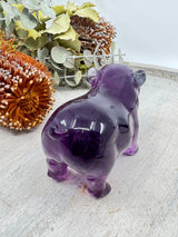 Purple Fluorite Pig Carving 431g (5x9.5cm) – Stone of Intuition, Clarity & Spiritual Balance