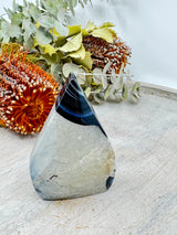 Black Banded Agate Flame 175g (9x6cm) – Stone of Protection, Grounding & Balance