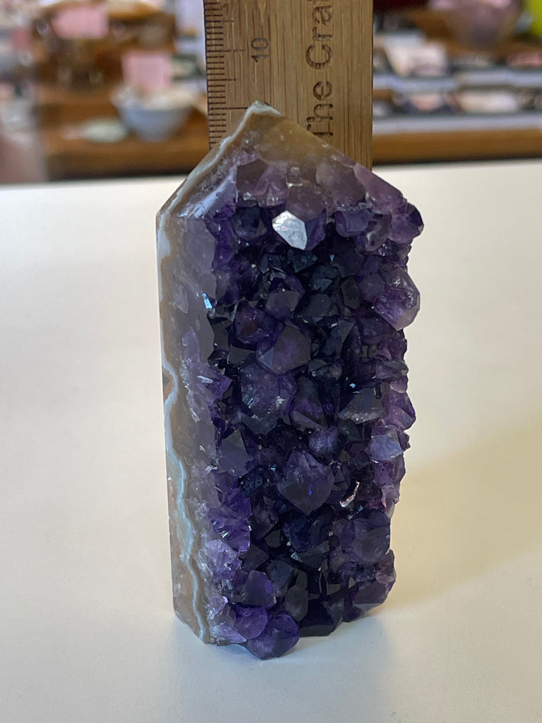 Amethyst Cluster Point A+ with polished back - #4 227g - “I trust my intuition and allow it to guide me each day”’