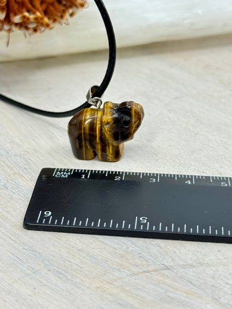 Tiger Eye Elephant Pendant 19x22x10mm – Stone of Courage, Strength & Protection
