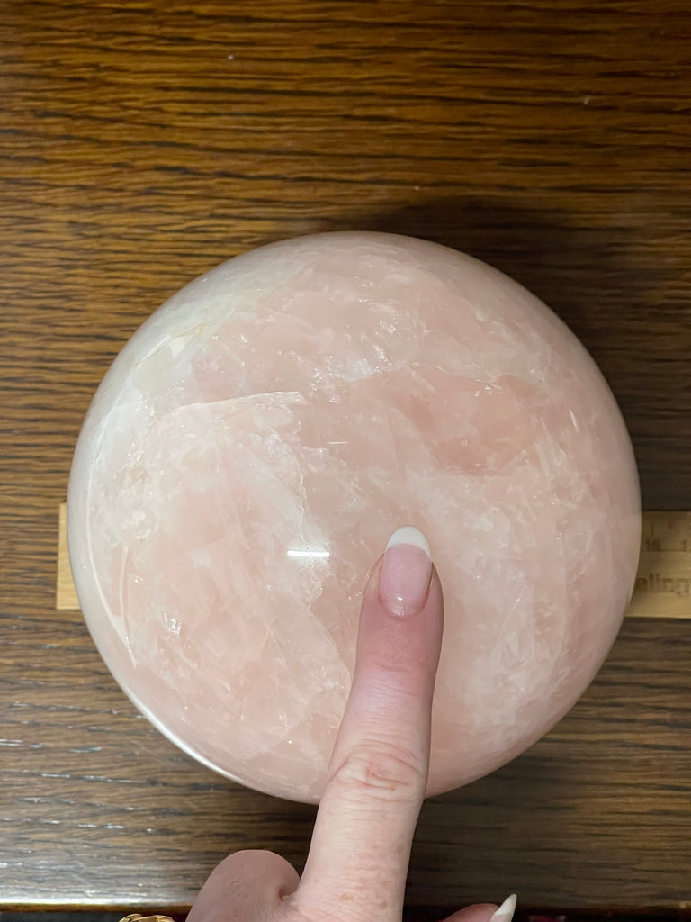 Rose Quartz Sphere 14cm Huge 3.395 kilos - “I radiate love, beauty, confidence and grace”.