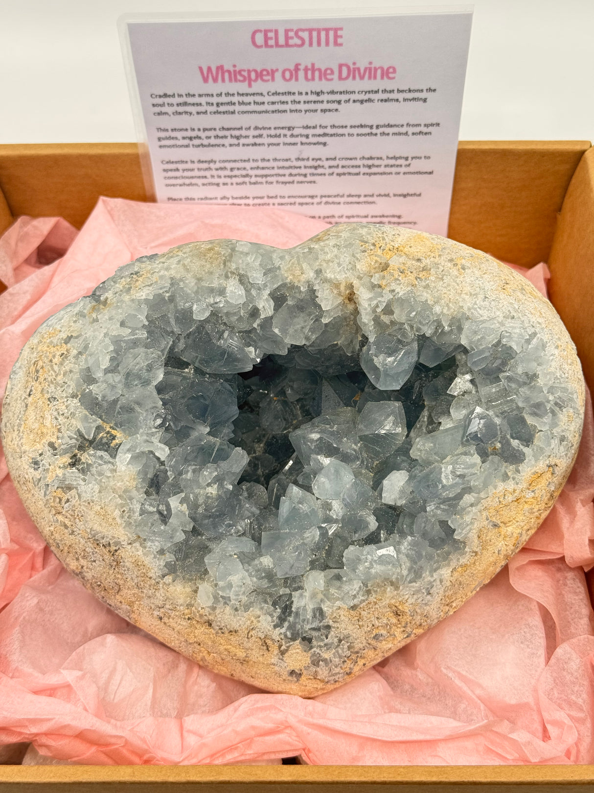 Celestite Heart 3.42kg– Vessel of Divine Peace and Love