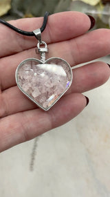Rose Quartz Heart Bottle Pendant – Stone of Love, Harmony & Emotional Healing