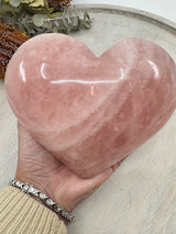 Large Rose Quartz Heart on Gold Stand 1.536kg (16x13cm) – Stone of Love, Healing & Compassion