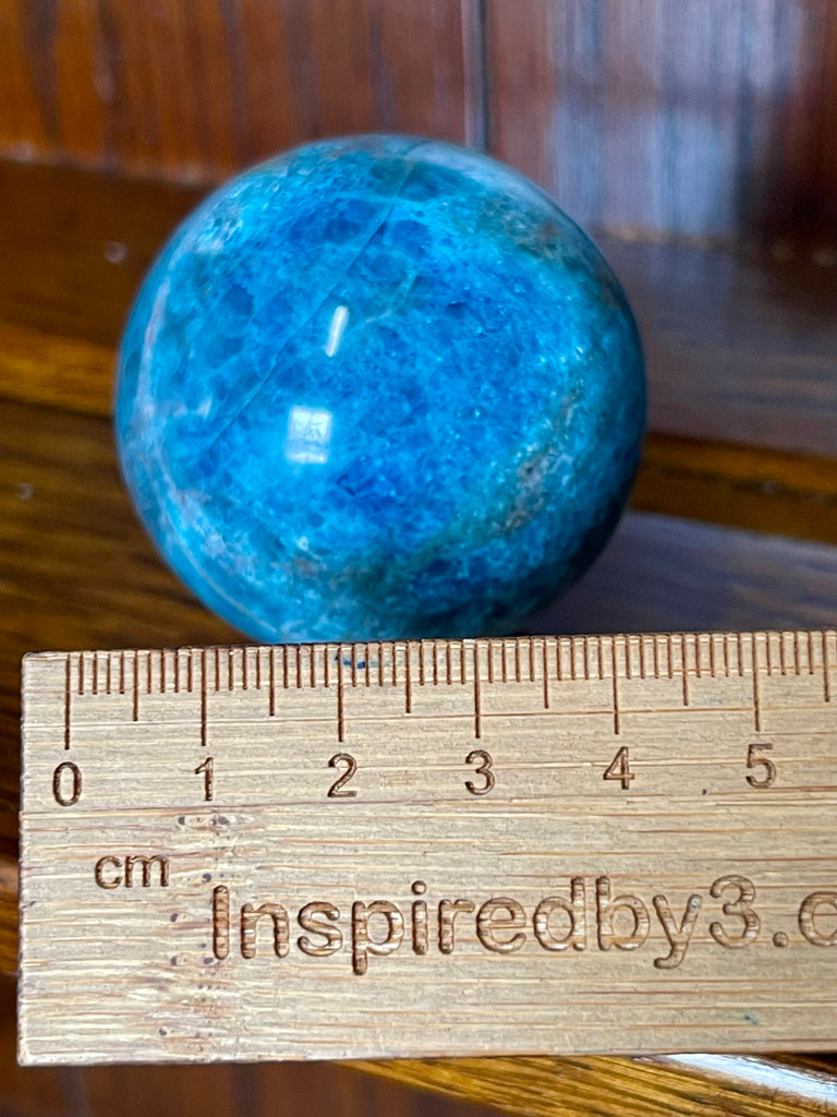 Blue Apatite Sphere #9 232g -  "I work relentlessly each day to achieve my goals."