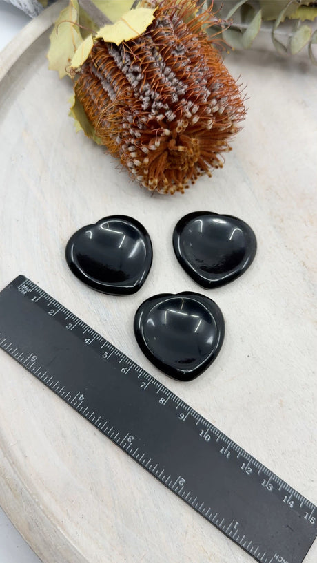 Black Obsidian Heart Worry Stone – Stone of Protection, Grounding & Emotional Release