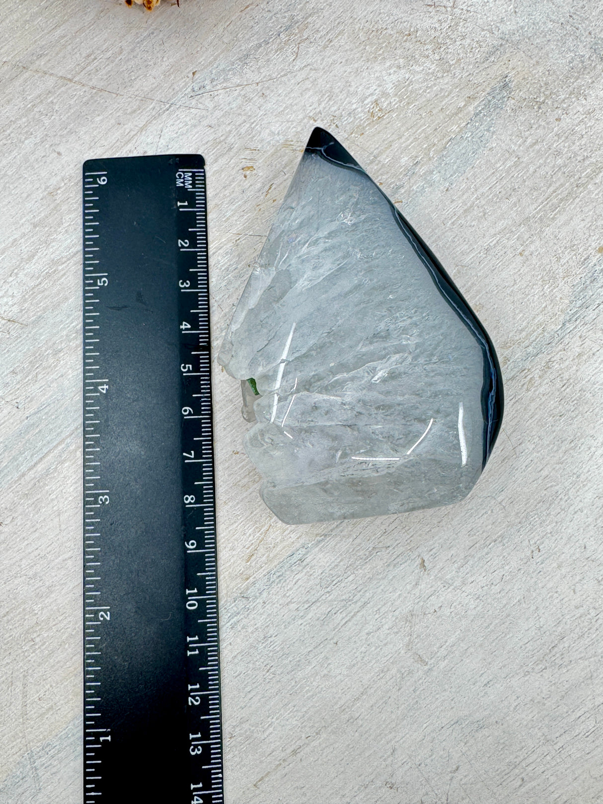 Black Banded Agate Flame 181g (9x6cm) – Stone of Grounding, Strength & Balance