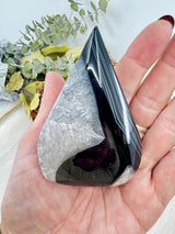Black Banded Agate Flame 171g (8.5x6cm) – Stone of Protection, Grounding & Balance