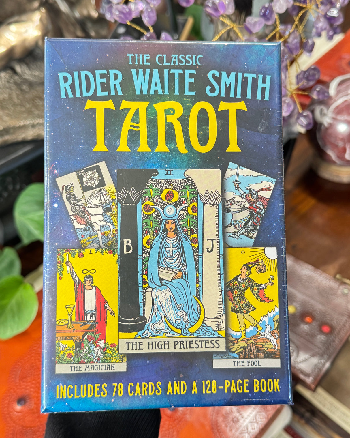 The Classic Rider Waite Smith Tarot Book and Card Deck featuring traditional tarot card artwork and guidebook for divination and spiritual readings.