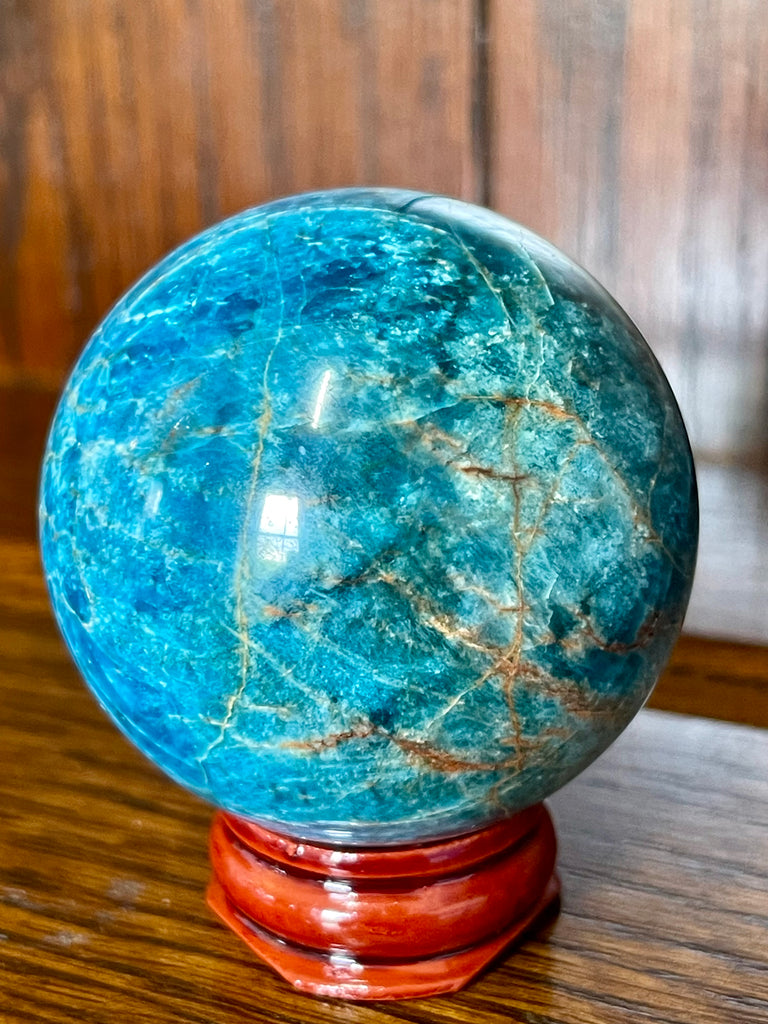 Blue Apatite Sphere #10 218g -  "I work relentlessly each day to achieve my goals."