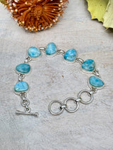 Chunky Larimar Bracelet – .925 Sterling Silver – Stone of Calm, Empowerment & Ocean Healing