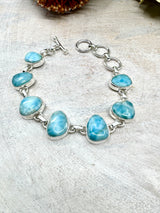 Chunky Larimar Bracelet – .925 Sterling Silver – Stone of Calm, Empowerment & Ocean Healing