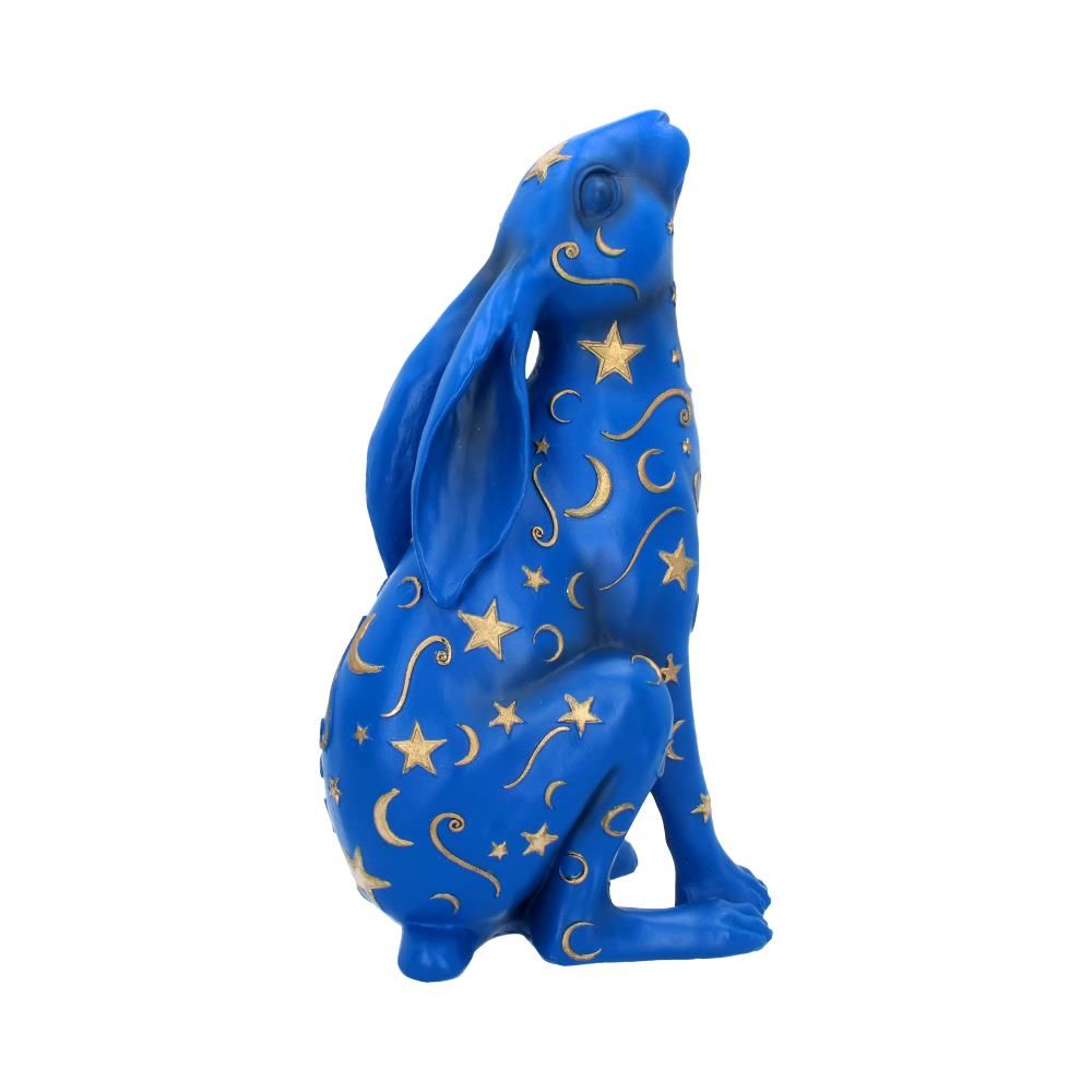 Blue resin hare figurine with golden constellation design – Lepus 26cm