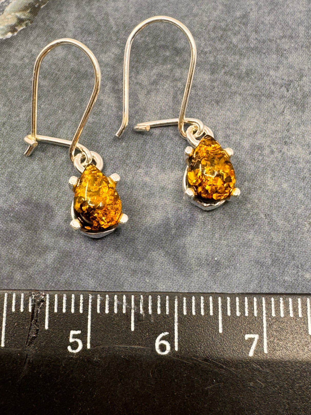Amber Silver Drop Earrings - "Healing light surrounds my mind, body, and soul."