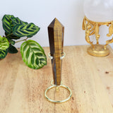 Tiger Eye Wand on Gold Stand – Courage & Protection