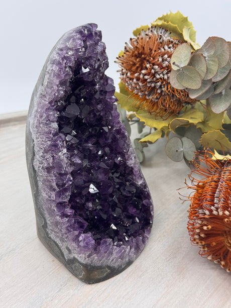 Shop Amethyst cluster crystals, known for their healing energy, crown chakra connection & spiritual growth. One-of-a-kind natural pieces.