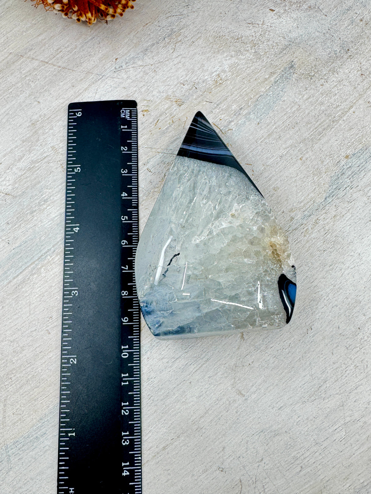 Black Banded Agate Flame 175g (9x6cm) – Stone of Protection, Grounding & Balance