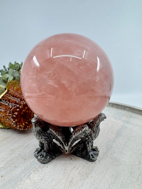 Rose Quartz sphere 1.815kg 11cm – gemmy pink crystal for love, peace and emotional healing 