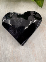 Banded Black Agate Heart - "I release all behaviours that no longer serve me."