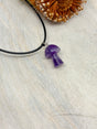 Amethyst mushroom pendant 3x1.5x1.5cm – purple crystal carving for calm, protection and spiritual growth – Inspired By 3 Crystals Australia.