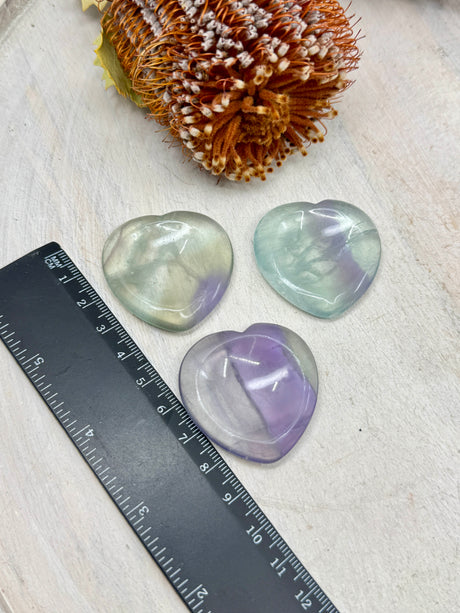 Rainbow Fluorite Heart Worry Stone – Stone of Clarity, Balance & Inner Peace